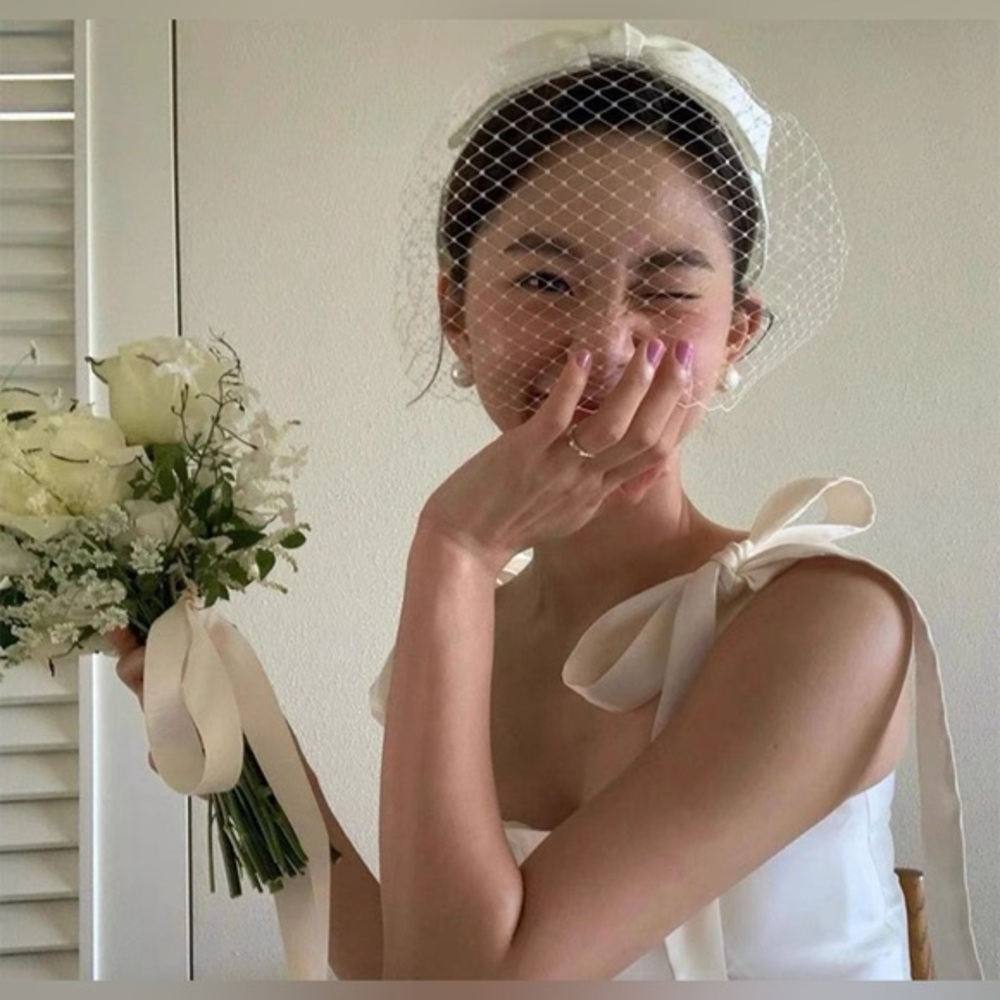 Elegant White Bridal Birdcage Veil Headband